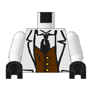 white torso adventurers jungle suit brown vest black tie pattern white arms black hands