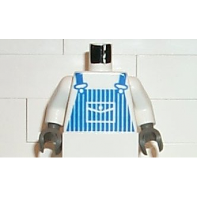 white torso train blue striped overalls pattern white arms dark gray hands