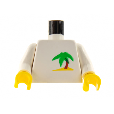 white torso paradisa palm tree pattern white arms yellow hands