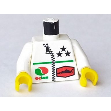white torso octan logo and 3 stars and zipper pattern white arms yellow hands