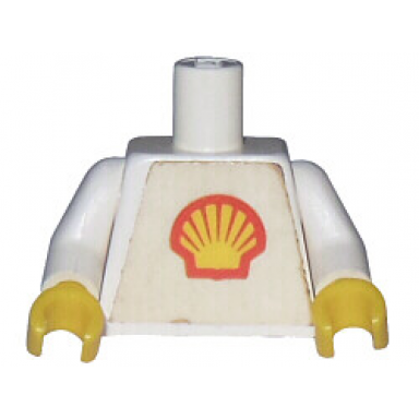 white torso shell logo small pattern trapezoid sticker white arms yellow hands