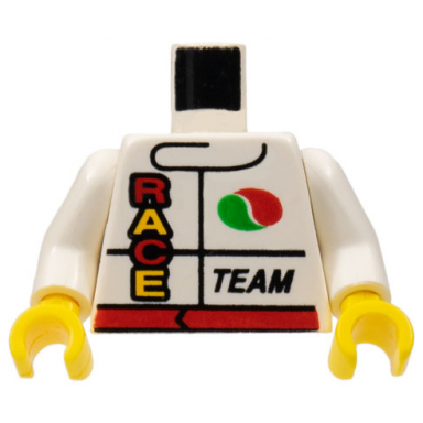 white torso racing jacket with octan logo red belt race and team pattern white arms yellow hands
