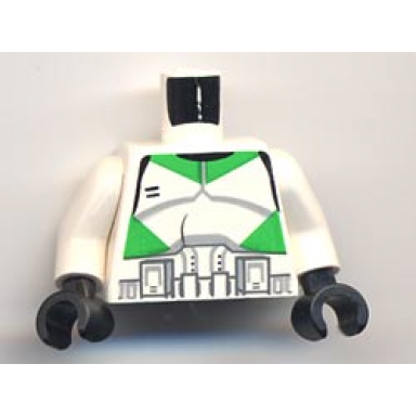 white torso sw armor clone trooper with green stripes pattern white arms black hands