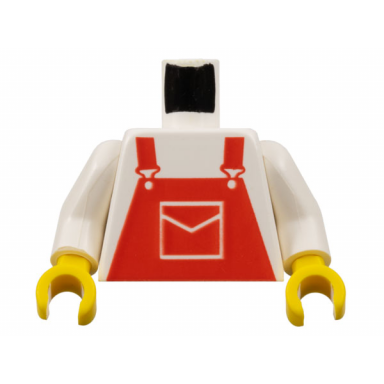 white torso overalls red with pocket pattern white arms yellow hands