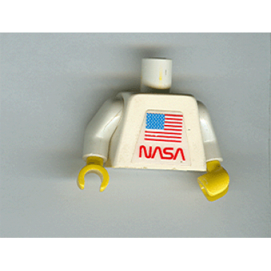 white torso nasa and flag pattern sticker white arms yellow hands