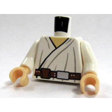 white torso sw wrap-around tunic and utility belt with large pouch dark folds pattern white arms light nougat hands
