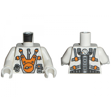 white torso space mars mission astronaut with orange and silver pattern white arms white hands
