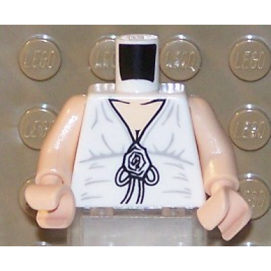 white torso indiana jones v-neck with bow and flower pattern light nougat arms light nougat hands