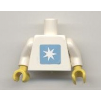 white torso maersk star logo pattern sticker white arms yellow hands
