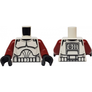 white torso sw armor clone trooper pattern clone wars dark red arms black hands