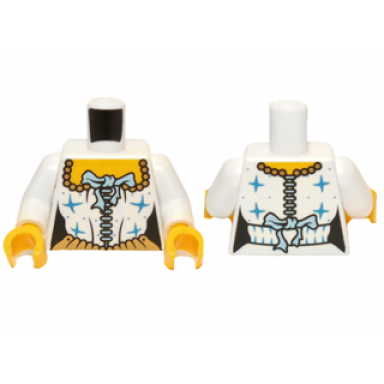 white torso pirate female corset and medium blue ribbon pattern white arms yellow hands