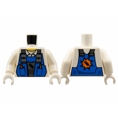 white torso power miners blue vest over shirt with collar pattern white arms white hands