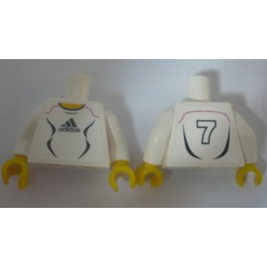 white torso soccer adidas logo white and black no 7 pattern stickers white arms yellow hands