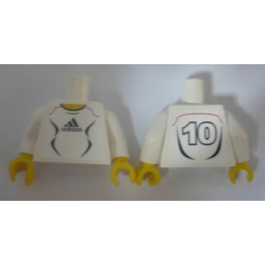 white torso soccer adidas logo white and black no 10 pattern stickers white arms yellow hands