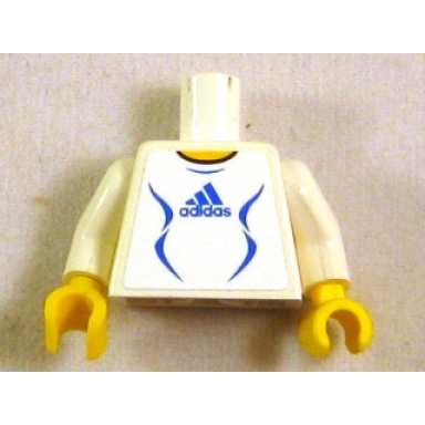 white torso soccer adidas logo white and blue no 4 pattern stickers white arms yellow hands