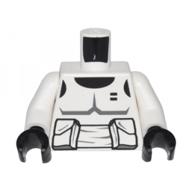 white torso sw armor scout trooper pattern dark bluish gray accents white arms black hands