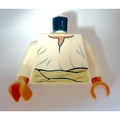 white torso indiana jones with loose shirt and tan belt pattern white arms nougat hands