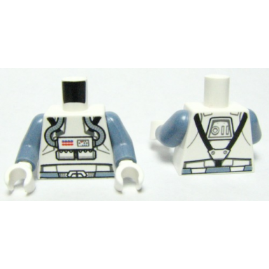 white torso sw clone pilot with sand blue hoses and belt black straps pattern sand blue arms white hands