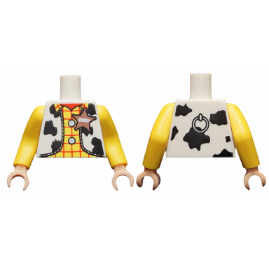 white torso western outfit male with sheriff star pattern woody yellow arms long light nougat hands