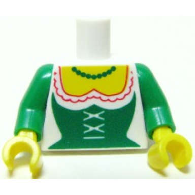 white torso castle forestman green corset and necklace pattern inside with ribs reissue green arms yellow hands