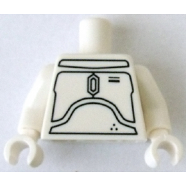 white torso sw mandalorian armor plates pattern white boba fett concept design white arms white hands