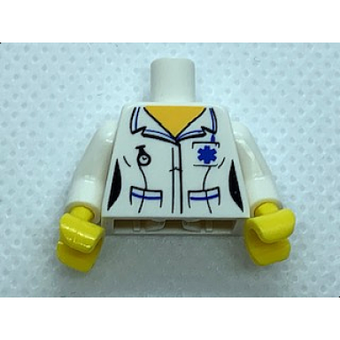 white torso hospital emt star of life female shirt open collar and fob watch pattern white arms yellow hands
