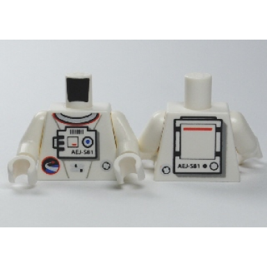 white torso shuttle adventure logo and equipment with aej-s81 front and back pattern white arms white hands
