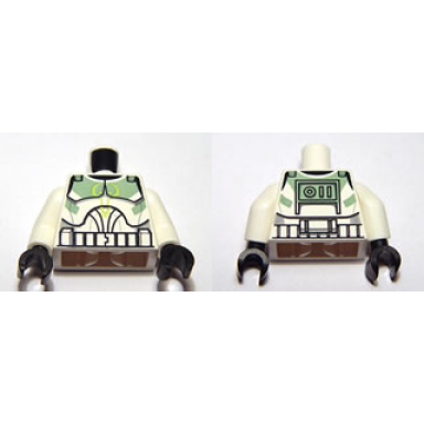 white torso sw armor clone trooper with sand green markings pattern clone wars white arms black hands