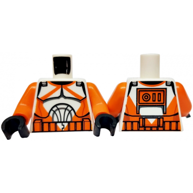 white torso sw armor clone trooper with orange markings pattern clone wars orange arms black hands