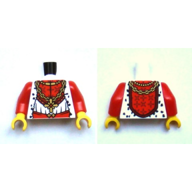 white torso castle kingdoms gold chain with cross and fur trim pattern red arms yellow hands