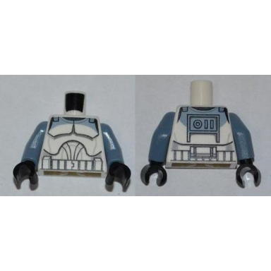 white torso sw wolfpack clone trooper pattern sand blue arms black hands