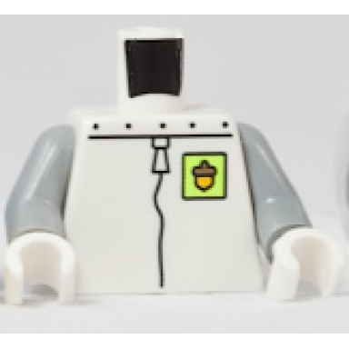 white torso spongebob with riveted collar and neon green acorn badge pattern light bluish gray arms white hands