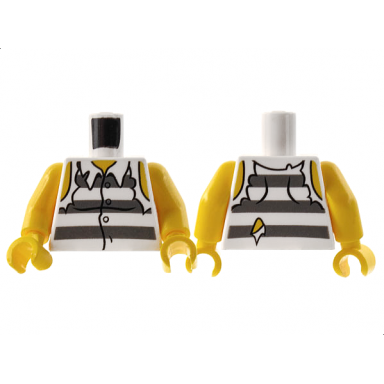 white torso town prisoner shirt with prison stripes and torn out sleeves pattern yellow arms yellow hands