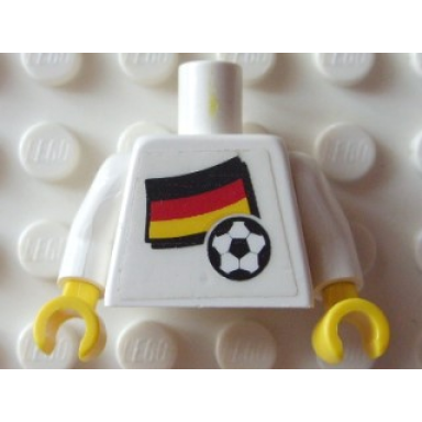 white torso soccer white black team german flag sticker front black number sticker back pattern specify number in listing white arms yellow hands