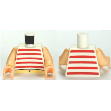 white torso spongebob red stripes and navel pattern light nougat arms light nougat hands