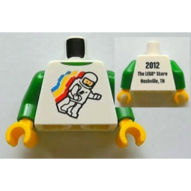 white torso classic space minifigure floating front 2012 the lego store nashville tn back pattern green arms yellow hands