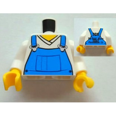 white torso v-neck shirt with blue overalls front 2011 the lego store pleasanton ca back pattern white arms yellow hands