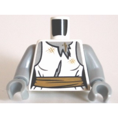 white torso female torn dress with dark tan waistband pattern zombie bride light bluish gray arms light bluish gray hands