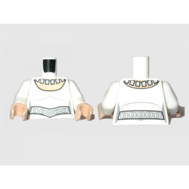 white torso sw female ceremonial dress silver necklace and simple belt with 5 emblems light nougat neck pattern white arms light nougat hands