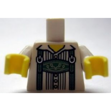 white torso lederhosen over pinstripe shirt pattern white arms yellow hands