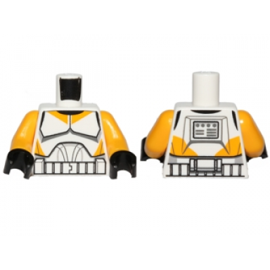 white torso sw armor clone trooper with bright light orange markings pattern bright light orange arms black hands