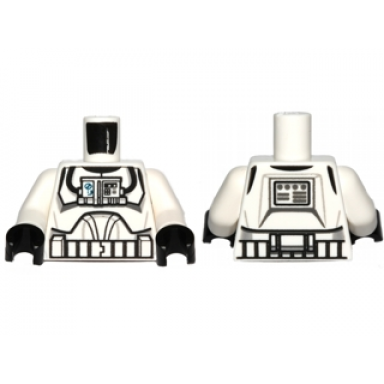 white torso sw armor clone pilot clone wars with blue controls on front panel pattern white arms black hands