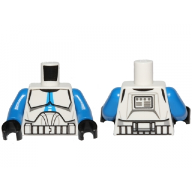 white torso sw armor clone trooper with blue 501st legion markings pattern clone wars blue arms black hands