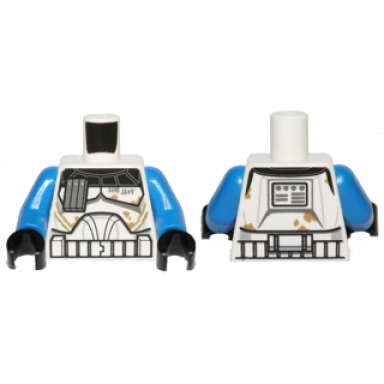 white torso sw armor captain rex dirt stains and tally marks pattern clone wars blue arms black hands