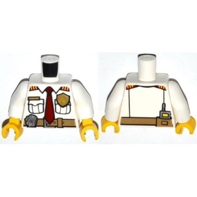 white torso fire chief shirt with tie fire logo badge and belt pattern white arms yellow hands