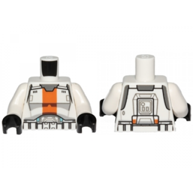 white torso sw armor republic trooper with orange stripe pattern white arms black hands