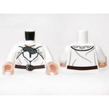 white torso lotr robe with brown belt and silver clasp pattern gandalf white arms light nougat hands