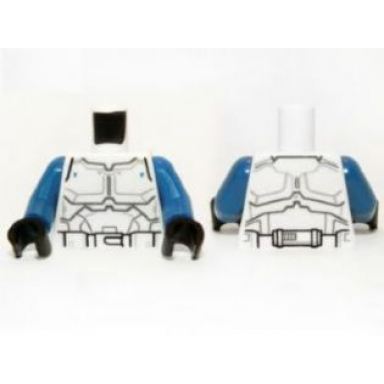white torso sw armor special forces commander with small blue triangles pattern blue arms black hands