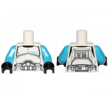 white torso sw armor clone trooper lieutenant black belt and four dark azure stars pattern dark azure arms black hands
