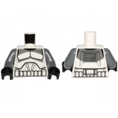 white torso sw armor clone trooper with dark bluish gray markings pattern dark bluish gray arms black hands